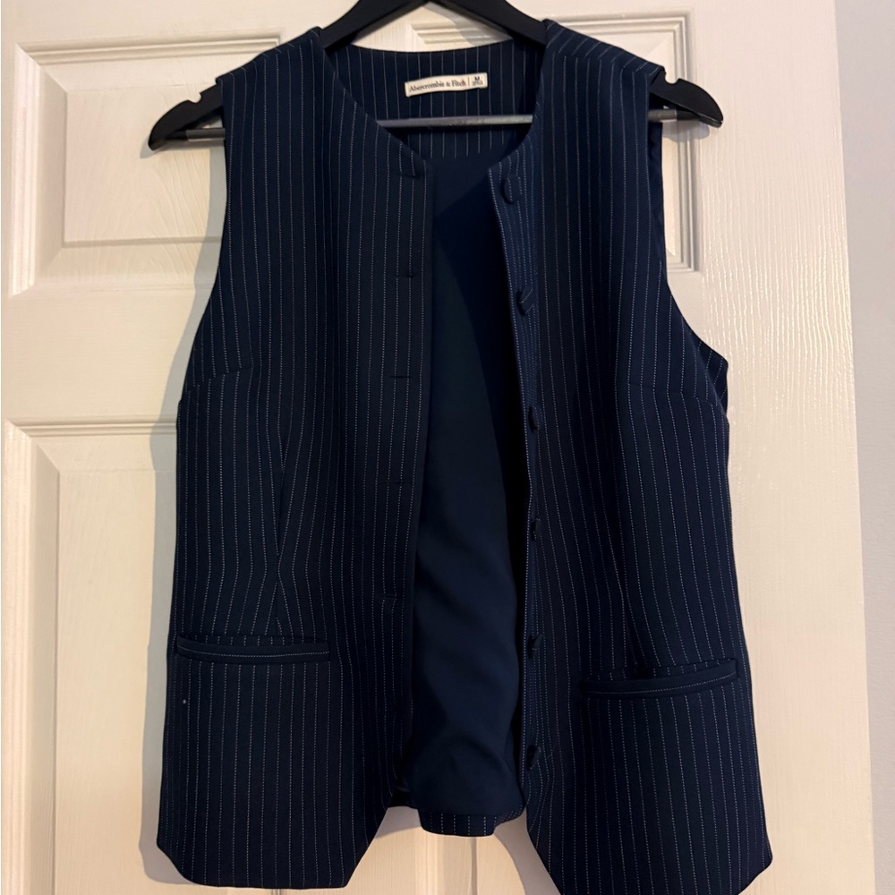 Abercrombie & Fitch Navy Pinstripe Vest